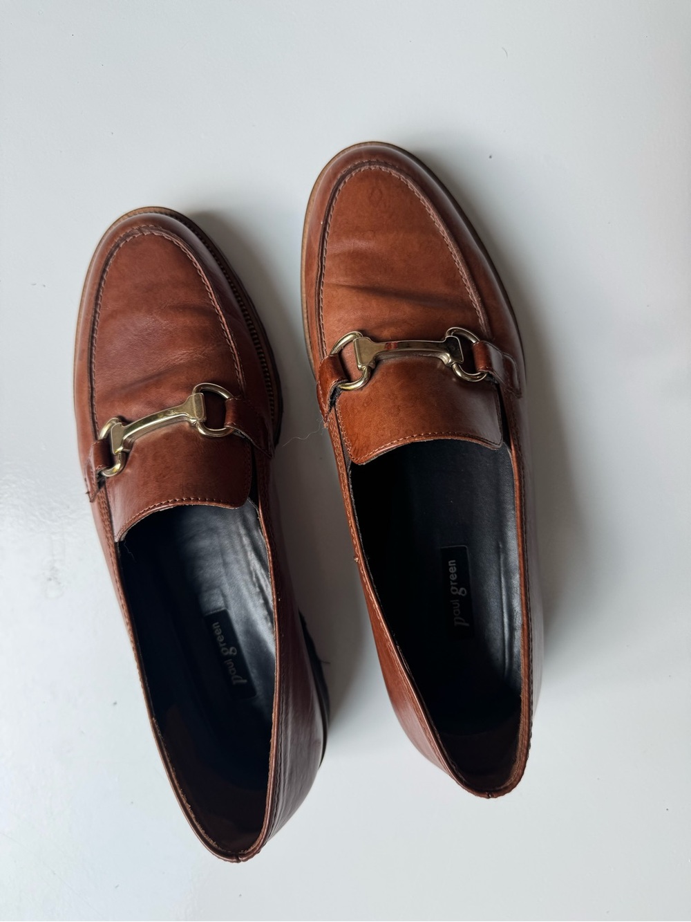 Paul Green Men's Cognac Leather Bit Loafers size 9